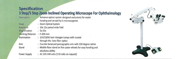 MESS Ophthalmology 3 Step/5 Step Zoom Inclined Operating Microscope